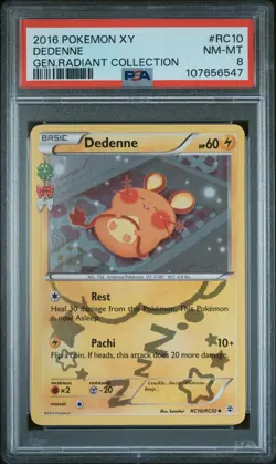 2016 POKEMON XY GENERATIONS RADIANT COLL #RC10 DEDENNE PSA 8 - Image 1