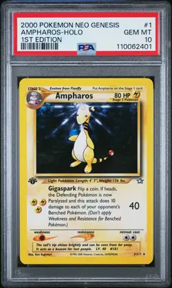 Ampharos 2000 Pokemon Neo Genesis 1st Edition PSA 10 #1 - Image 1