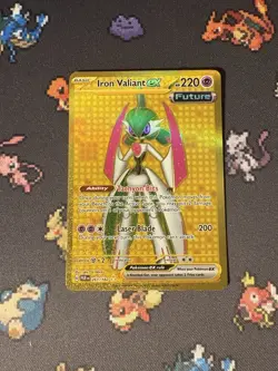 Pokemon Cards Iron Valiant ex 261/182 Gold Secret Rare Paradox Rift - (NM) - Image 1