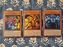 Egyptian God Cards Slifer + The Winged Dragon of Ra + Obelisk LDK2 Yugioh - Image 1