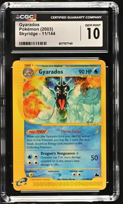 CGC 10 GEM MINT Gyarados 2003 Skyridge 11/144 Pokemon Card - Image 1