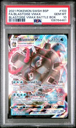 2021 POKEMON SWSH BLACK STAR PROMO #103 FULL ART/BLASTOISE VMAX PSA 10 - Image 1