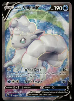 Alolan Vulpix V (Full Art) NM 173/195 SWSH12: Silver Tempest Pokemon Card - Image 1