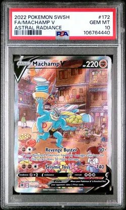 2022 POKEMON SWORD & SHIELD ASTRAL RADIANCE #172 FULL ART/MACHAMP V PSA 10 - Image 1