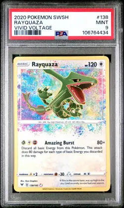 2020 POKEMON SWORD & SHIELD VIVID VOLTAGE #138 RAYQUAZA PSA 9 - Image 1