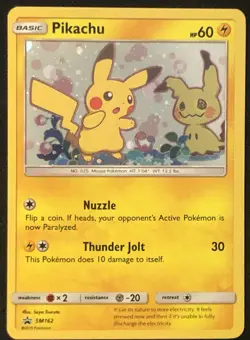 2019 Pokemon Sun & Moon Black Star Promos Holo Pikachu Mimikyu #SM162 [Exc-NM] - Image 1