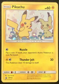 2019 Pokemon Sun & Moon Black Star Promos Holo Pikachu Mimikyu #SM162 [Exc-NM] - Image 3
