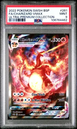 2022 POKEMON SWSH BLACK STAR PROMO #261 FULL ART/CHARIZARD VMAX PSA 9 - Image 1