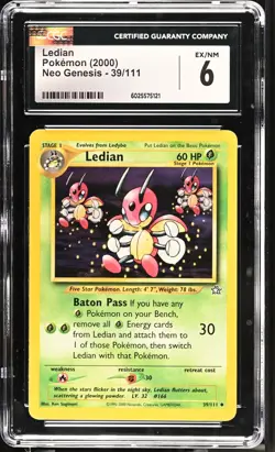 CGC 6 Pokemon Ledian 39/111 WotC Neo Genesis Uncommon - Image 1
