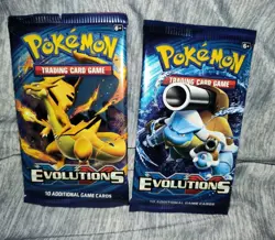 TWO!! 2016 Pokemon TCG XY Evolutions Booster Packs Charizard/Blastoise Pack Art. - Image 1