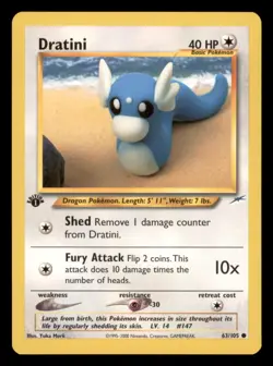Light Play LP Dratini 63/105 Pokemon 2002 1st Edition Neo Destiny - Image 1