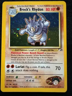Brock's Rhydon 2/132 Unlimited Rare Holo Gym Heroes Pokemon TCG NM-LP - Image 1
