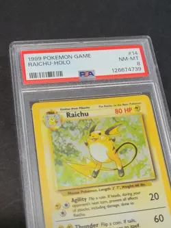 1999 Pokemon Game #14 Raichu-Holo Base Set PSA 8 NM-MT - Image 5