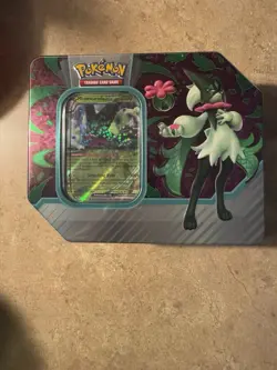 New Pokemon TCG: Paldea Partners Meowscarada EX Tin - 5 Packs (SEALED) - Image 1
