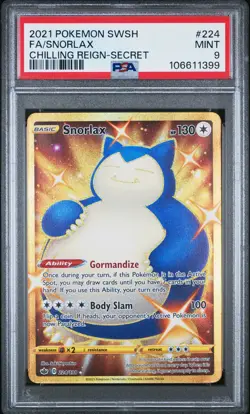 2021 POKEMON SWORD & SHIELD CHILLING REIGN SECRET #224 FULL ART/SNORLAX PSA 9 - Image 1