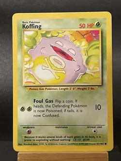 Pokemon Card Koffing 51/102 Non Holo 4TH PRINT Base Set Played - Image 1
