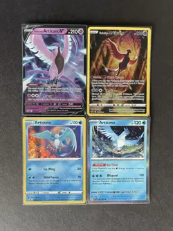 Galarian Articuno BS Promo+Galarian Articuno V+more 4-card mixed Pokemon lot PWE - Image 1