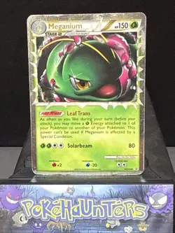 Pokemon Card Meganium Prime HGSS08 Holo Black Star Promo Played - Image 1
