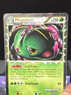 Pokemon Card Meganium Prime HGSS08 Holo Black Star Promo Played - Image 2