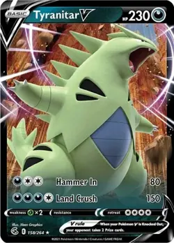 Tyranitar V (#158/264) - Holofoil SWSH - Fusion Strike NM Pokemon - Image 1
