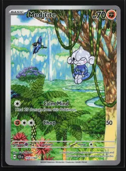 Pokemon Meditite 153/142 Stellar Crown Illustration Rare Full Art Holo NM - Image 1