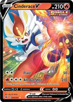 Cinderace V (44, #044/264) - Holofoil SWSH - Fusion Strike NM Pokemon - Image 1