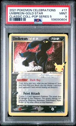 2021 POKEMON CELEBRATIONS CLASSIC COLL #17 UMBREON-GOLD STAR PSA 9 - Image 1