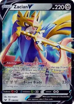 Zacian V (#138/202) - Holofoil SWSH - Sword & Shield Base Set NM Pokemon - Image 1