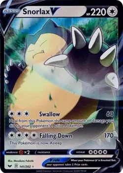 Snorlax V (#141/202) - Holofoil SWSH - Sword & Shield Base Set LP Pokemon - Image 1