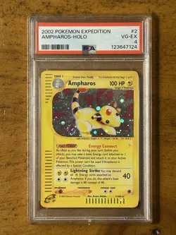 2002 Pokemon Expedition 2/165 Ampharos Holo PSA 4 Swirl VG-EX RARE TCG WOTC - Image 1