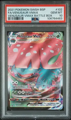 2021 POKEMON SWSH BLACK STAR PROMO #102 FULL ART/VENUSAUR VMAX PSA 10 - Image 1