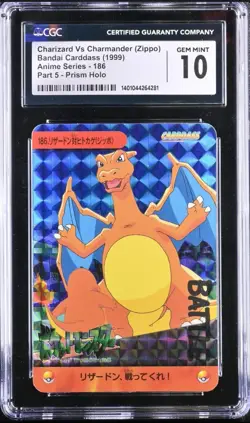 CGC 10 - CHARIZARD-PRISM 1999 POKEMON JPN BANDAI CARDDASS VENDING SERIES 5 #186 - Image 1