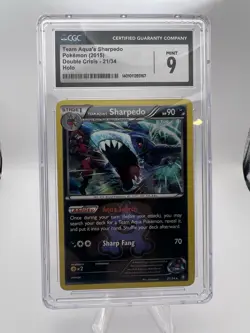 2015 POKEMON XY DOUBLE CRISIS #21 TEAM AQUA'S SHARPEDO-REVERSE FOIL PSA 9 - Image 1