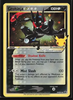 Pokemon Greninja Gold Star SWSH144 Celebrations ETB Holo Black Star Promo NM - Image 1
