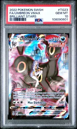 2022 POKEMON SWORD & SHIELD BRILLIANT STARS #TG23 FULL ART/UMBREON VMAX PSA 10 - Image 1