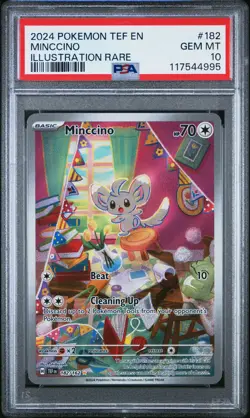 2024 POKEMON TEF EN-TEMPORAL FORCES ILLUSTRATION RARE #182 MINCCINO PSA 10 - Image 1