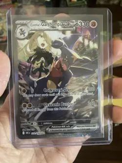 Pokemon TCG Cynthia's Garchomp EX Holo Card Sv10: Destined Rivals DAMAGED - Image 1