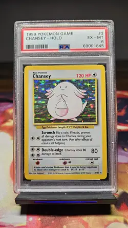 Pokemon TCG Chansey Base Set Holo Unlimited Rare Card 3/102 1999 PSA 6 - Image 1
