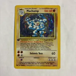 1st edition Machamp 8/102 Holo Rare Base Set Card LP Pokemon TCG - Image 1