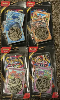 4 Blister Packs Mega Evolutions with collectible coin and promo card Pokemon TCG - Image 1