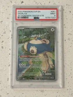 Snorlax Pokemon Center ETB Promo Card 2023 Scarlet & Violet 151 #051 PSA 9 - Image 1