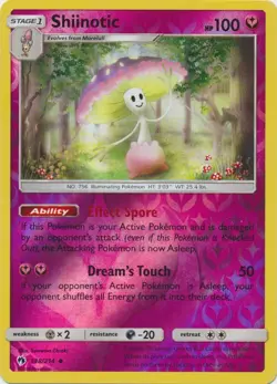 Shiinotic 148/214 Reverse Holo Lost Thunder Pokemon Card NM - Image 1