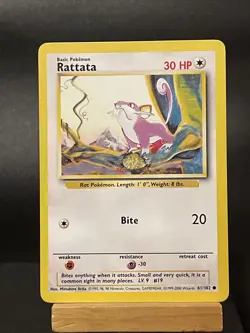 Pokemon Card Rattata Base Set 61/102 4TH PRINT Light Play - Image 1