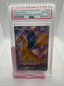 2020 POKEMON SWSH BLACK STAR PROMO #050 CHARIZARD V PSA 10 - Image 1