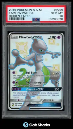2019 POKEMON SM HIDDEN FATES #SV59/SV94 MEWTWO GX SHINY VAULT RARE PSA 10 - Image 1