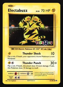 Pokemon Electabuzz 41/108 Evolutions Toys R Us Cosmos Holo Promo DMG - Image 1