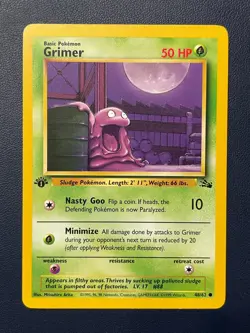 1x Pokemon TCG Grimer Fossil 48/62 Regular 1st Edition Common Moderately Played - Image 1