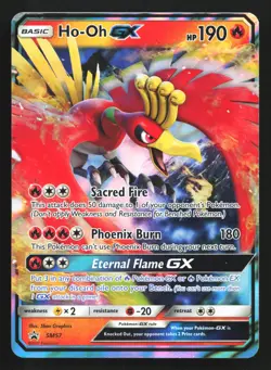 Pokemon Ho-Oh GX SM57 Sun & Moon Holo Black Star Promo LP - Image 1