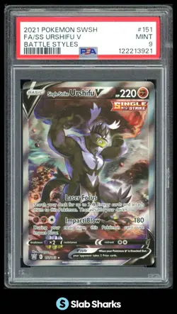 2021 POKEMON SWSH BATTLE STYLES #151/163 SINGLE STRIKE URSHIFU V FULL ART PSA 9 - Image 1