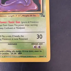 Pokemon Vintage 1st Edition Non-Holo Rare Muk Fossil 28/62 WotC 1999 - Image 4